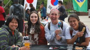 International students gather for an international fair at LR