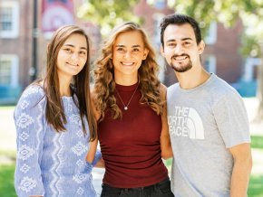 Tamas siblings pose for a group photo on campus