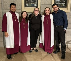 Natalie Prince with her boyfriend and choir members