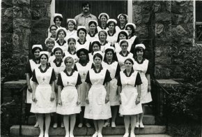 Black and white photo of nursing students in 1960s