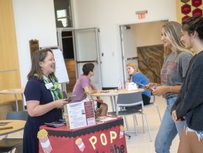 Katie Wohlman interacts with students