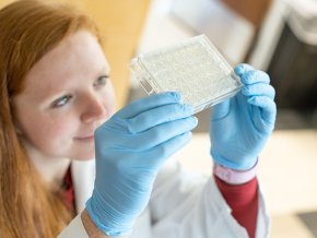 Colette Romp analyzing bacteria