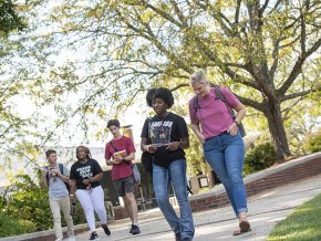 Students walking on campus