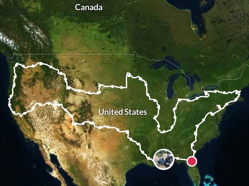 A map of the route Bobby Jackson took visiting the lower 48 states.