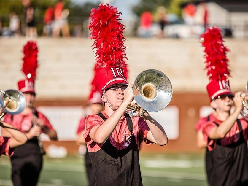 An LR student playing the trumpet