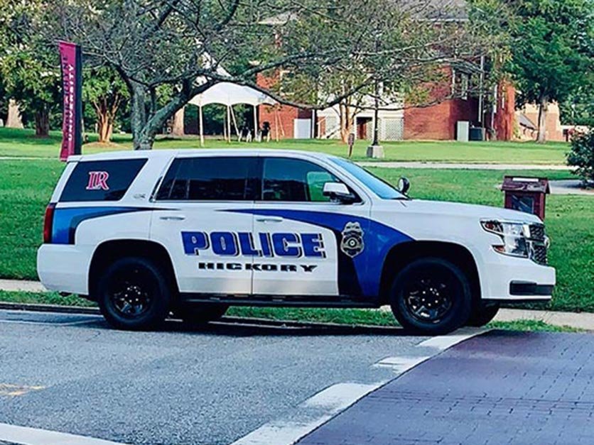 A Hickory police vehicle with an LR decal